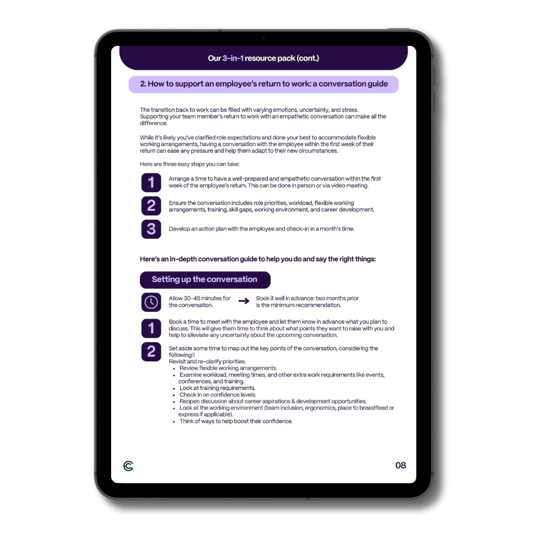Return to Work conversation guide sample